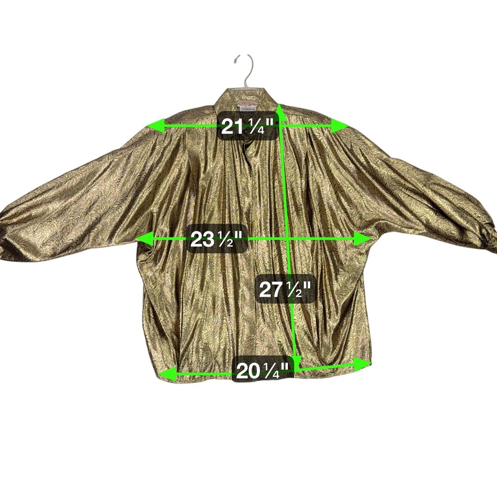 Jerri Sherman Saks Fifth Avenue Vintage Gold Metallic Paisley‎ Blouse Sz 8 - Picture 12 of 12